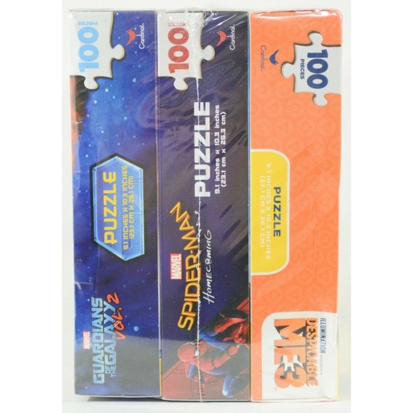 6 Puzzle Party Pack 100 Pcs Marvel Guardians Of Galaxy Spider Man Despicable Me - Picture 4 of 7